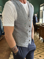 Gilet garry’s earth misto lino screziato