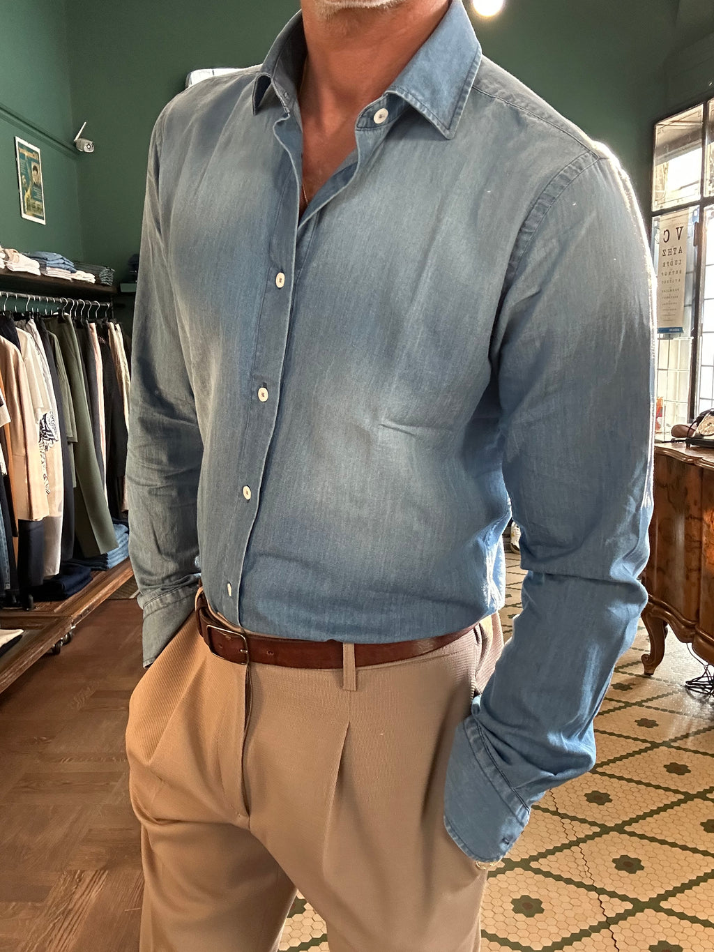 Camicia Adam chambray chiaro