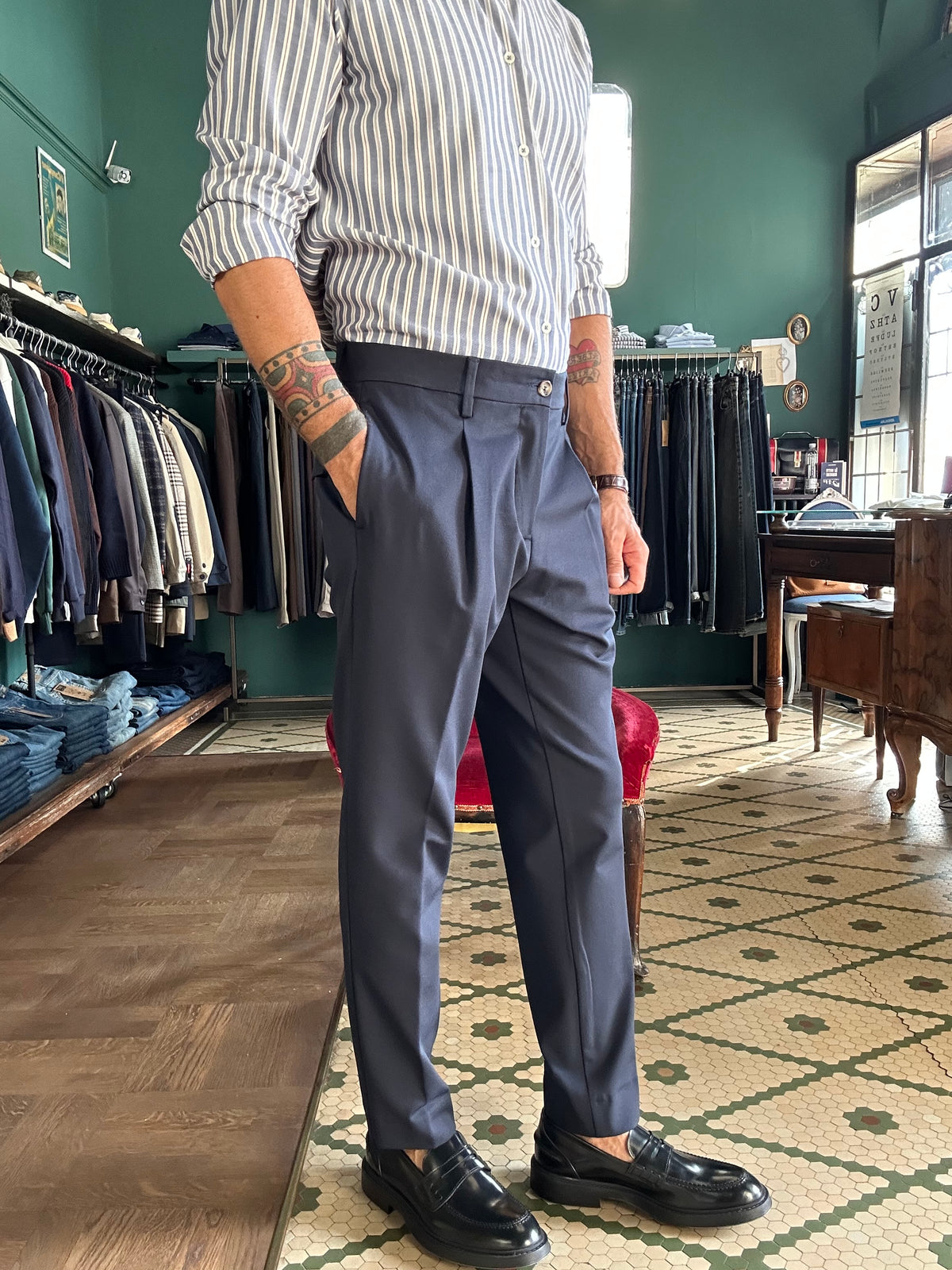 Pantalone Dylan con pence made in Italy