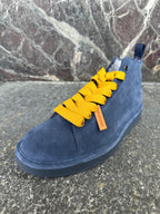 Panachic alte in suede blu scuro e giallo
