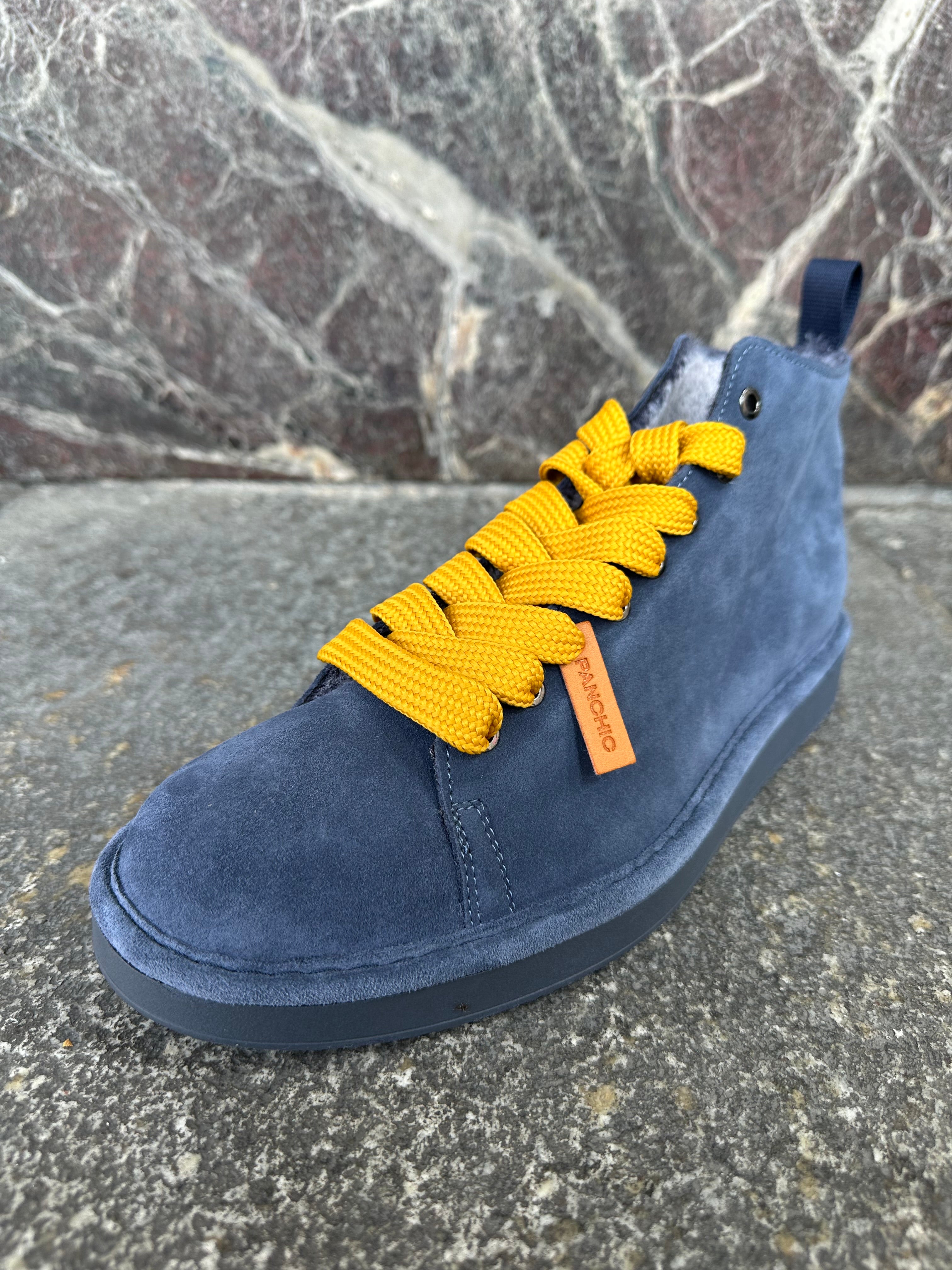 Panachic alte in suede blu scuro e giallo