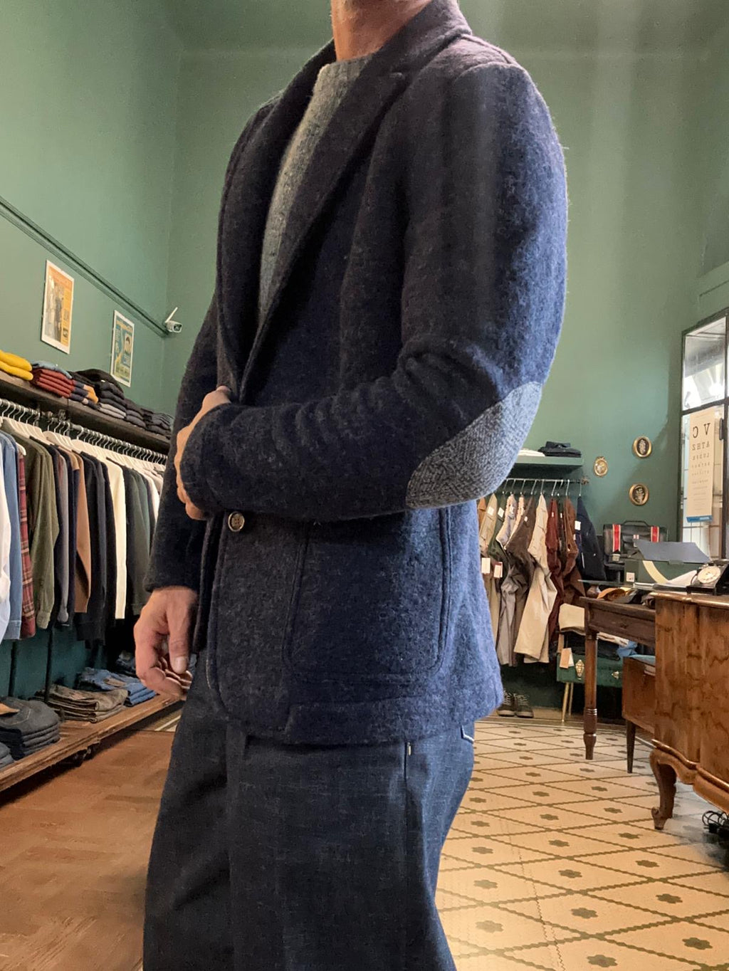 Giacca koon blu in lana cotta