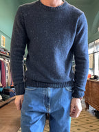 Maglione girocollo bottonato in misto lana