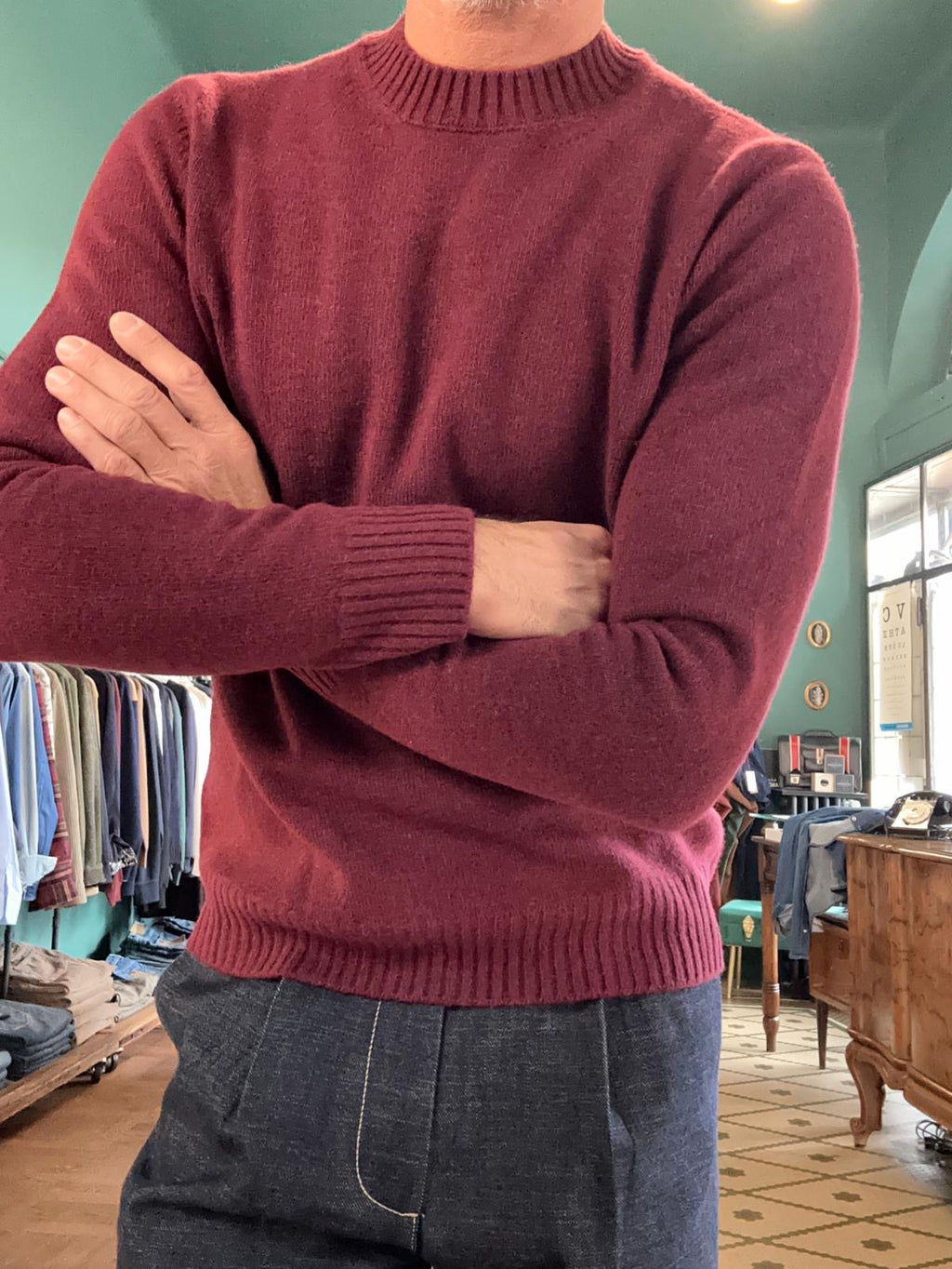 Maglione girocollo “Mario” 100% made in italy in lana