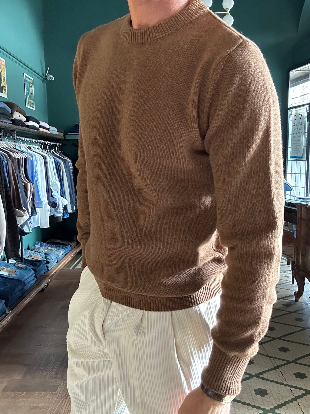 Maglione misto lana e cashmere con toppe