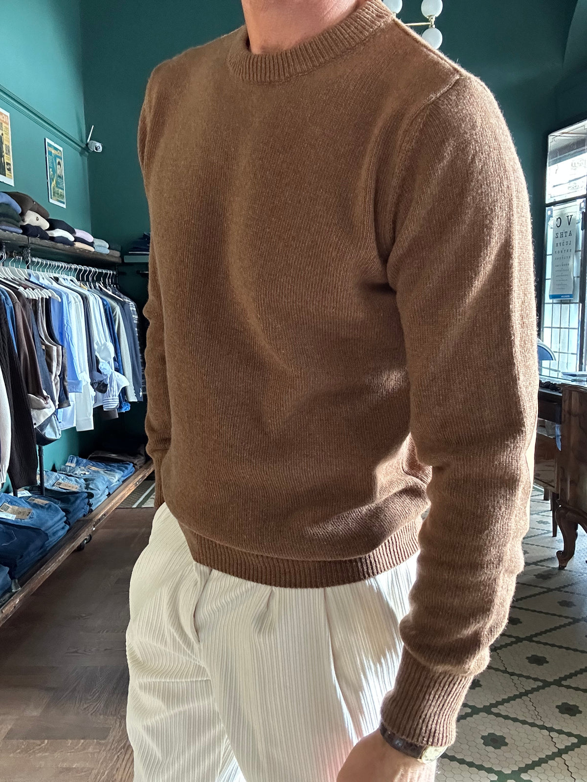 Maglione misto lana e cashmere con toppe