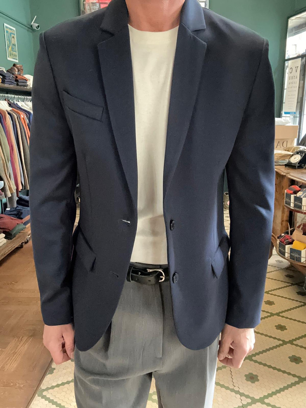 Blue single-breasted jacket