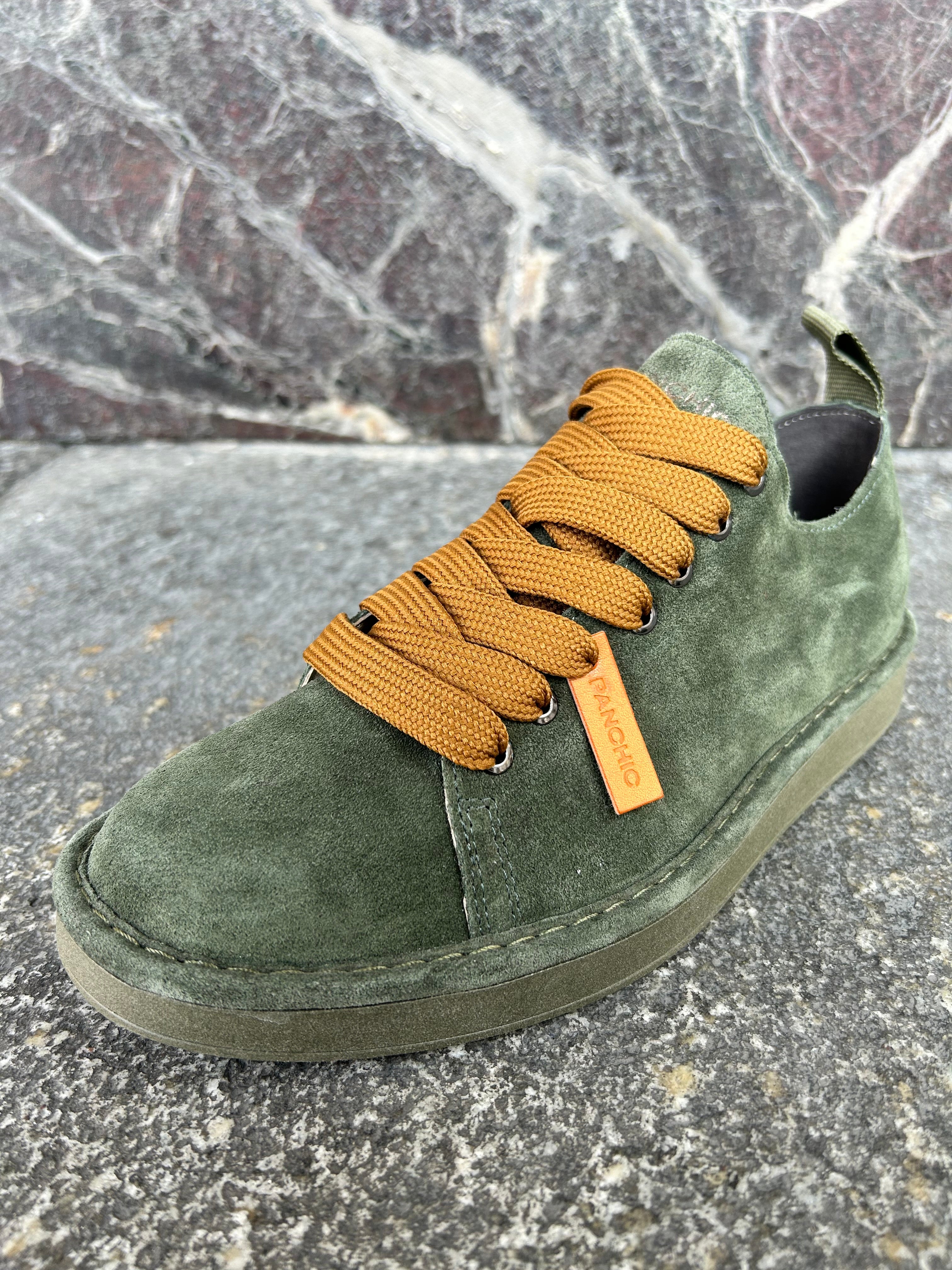 Panchic basse in suede verde militare e marrone zucchero