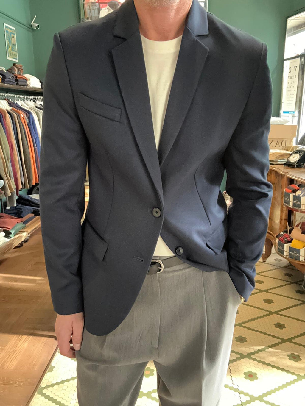 Blue single-breasted jacket
