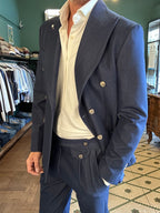 Giacca doppiopetto effetto denim made in Italy