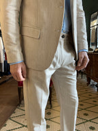 Herringbone fabric trousers