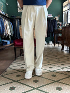 Linen blend oversized trousers with pleats