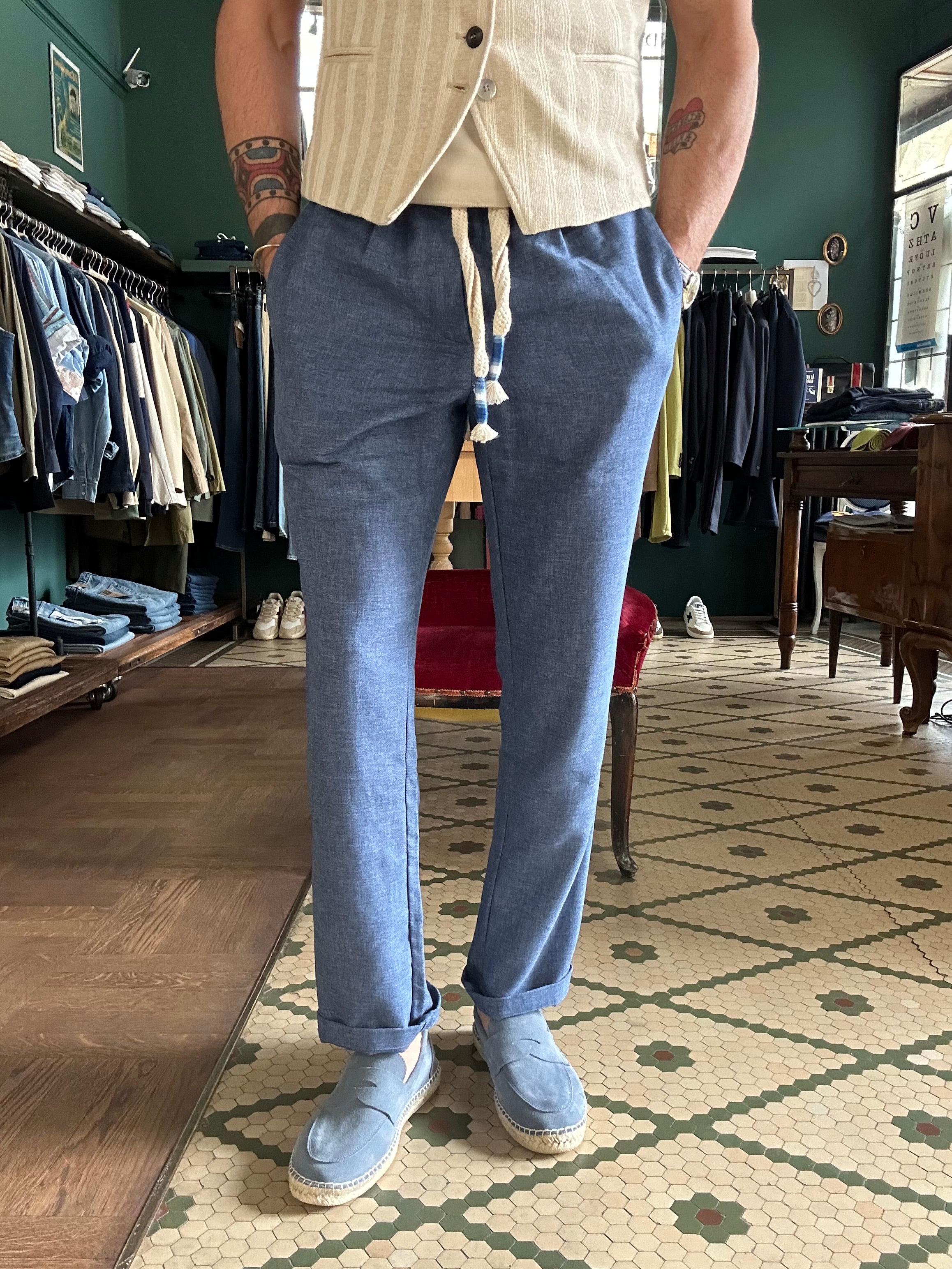 Linen blend baggy trousers made in Italy