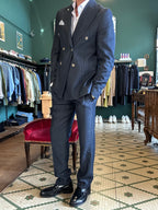 Double-breasted denim suit