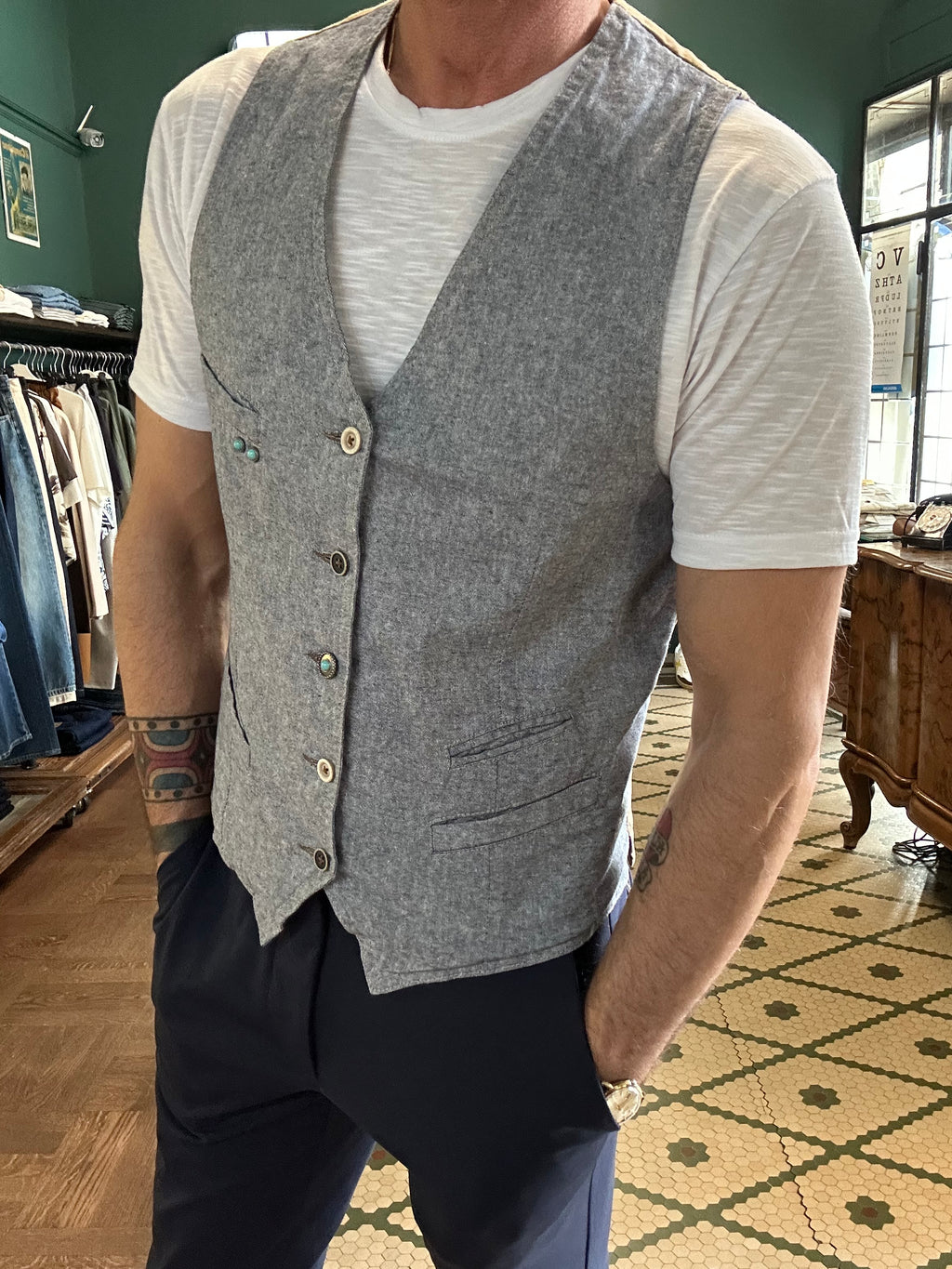 Gilet garry’s earth misto lino screziato