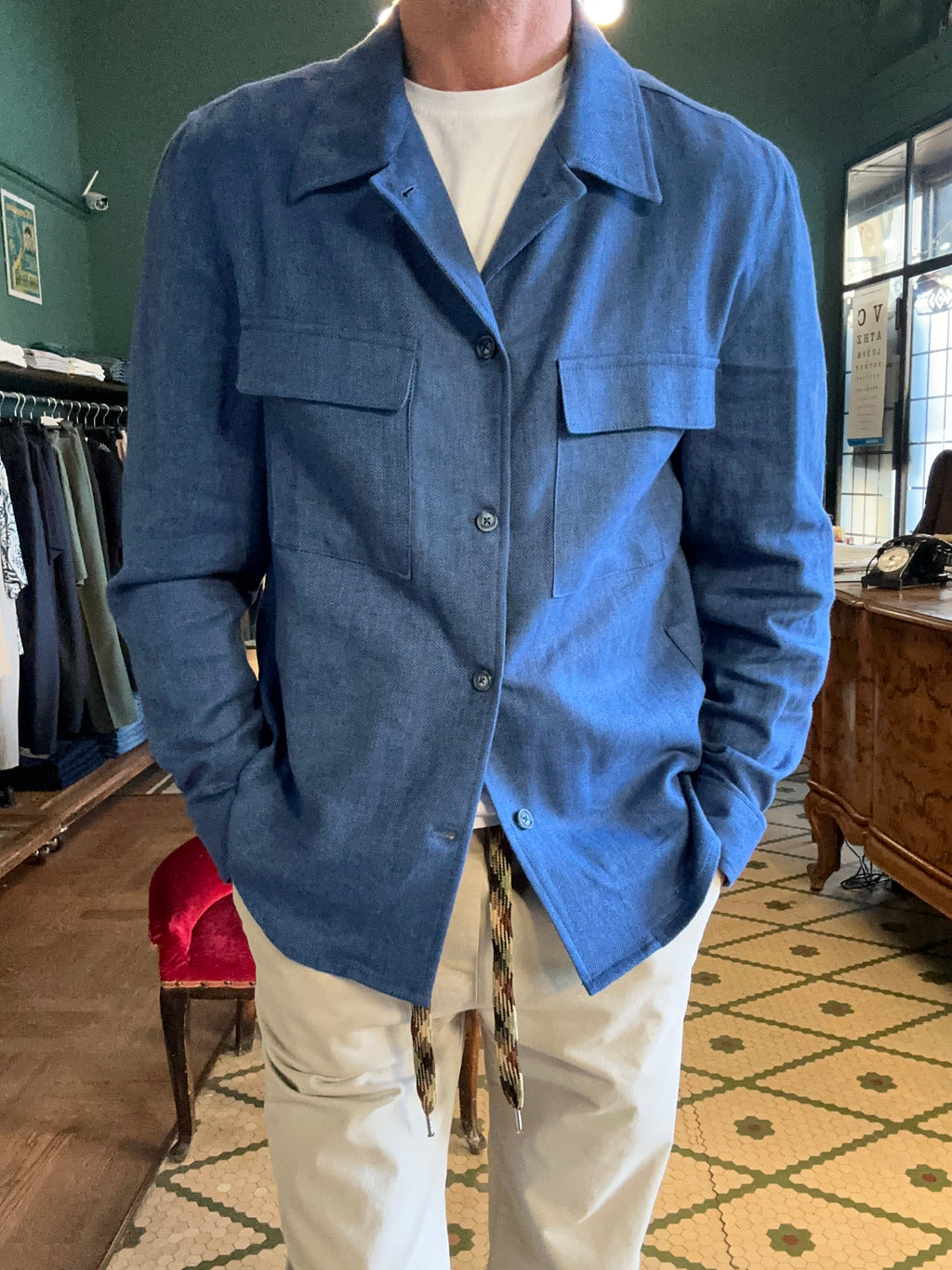 Camicia giubbino oversize in misto lino