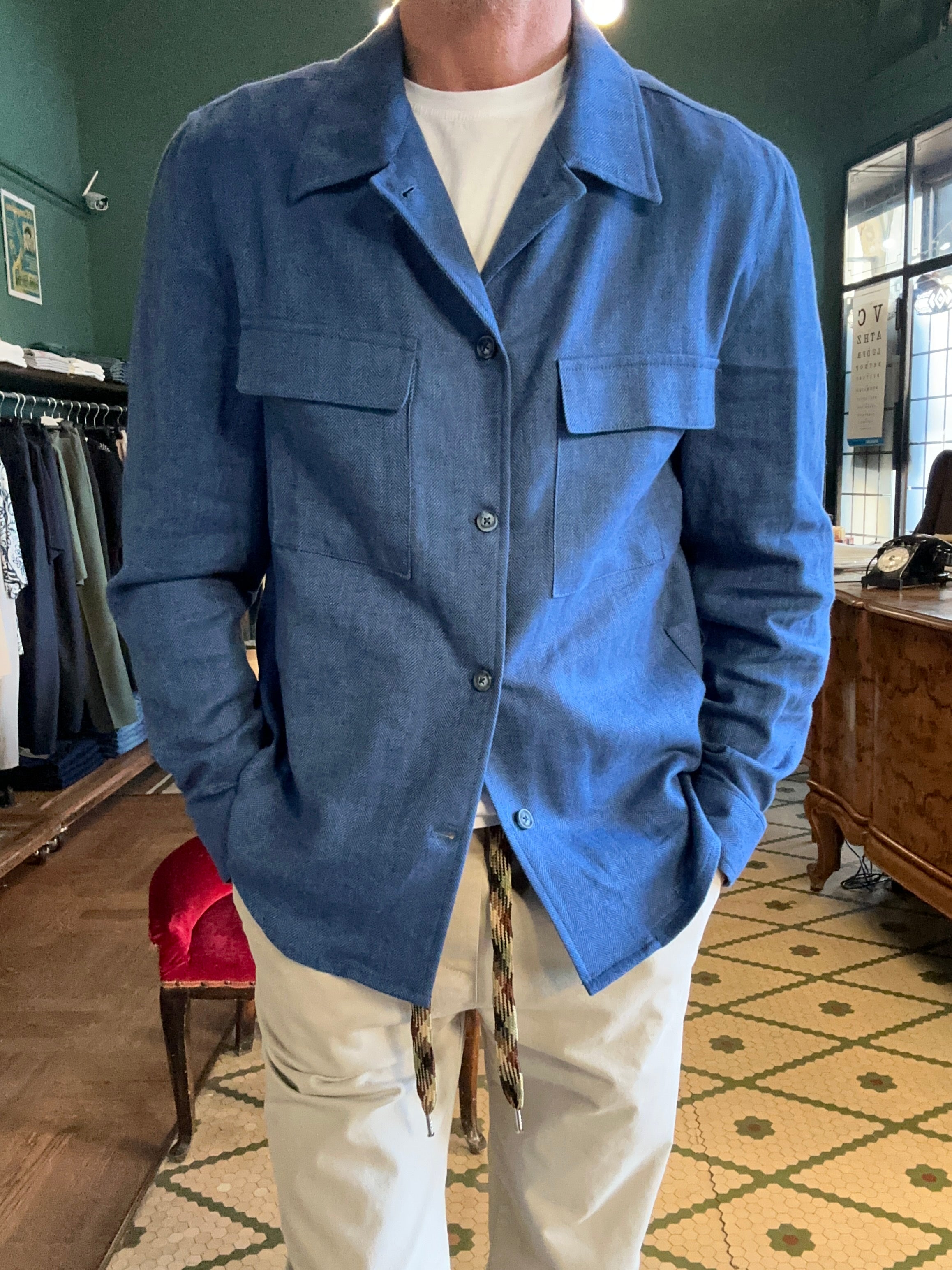 Camicia giubbino oversize in misto lino