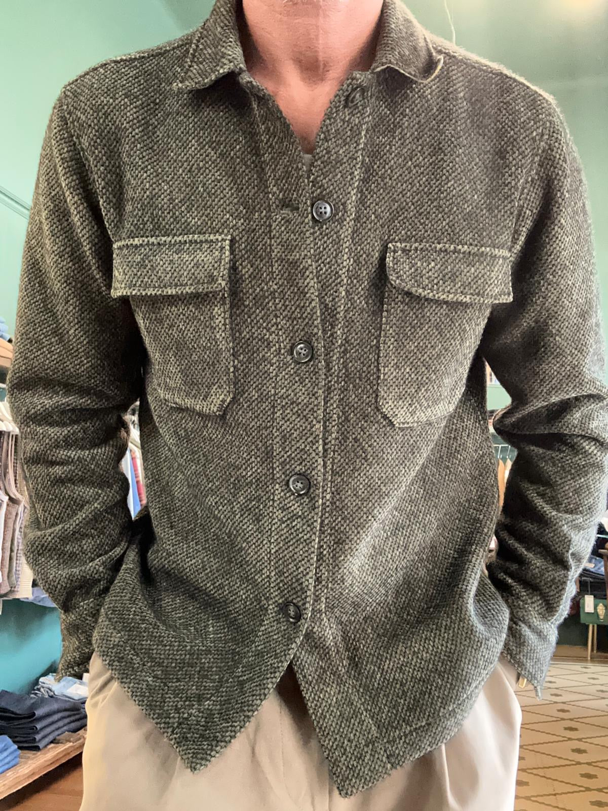 Camicia casacca boucle verde