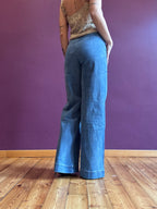 High-waisted stretch palazzo jeans