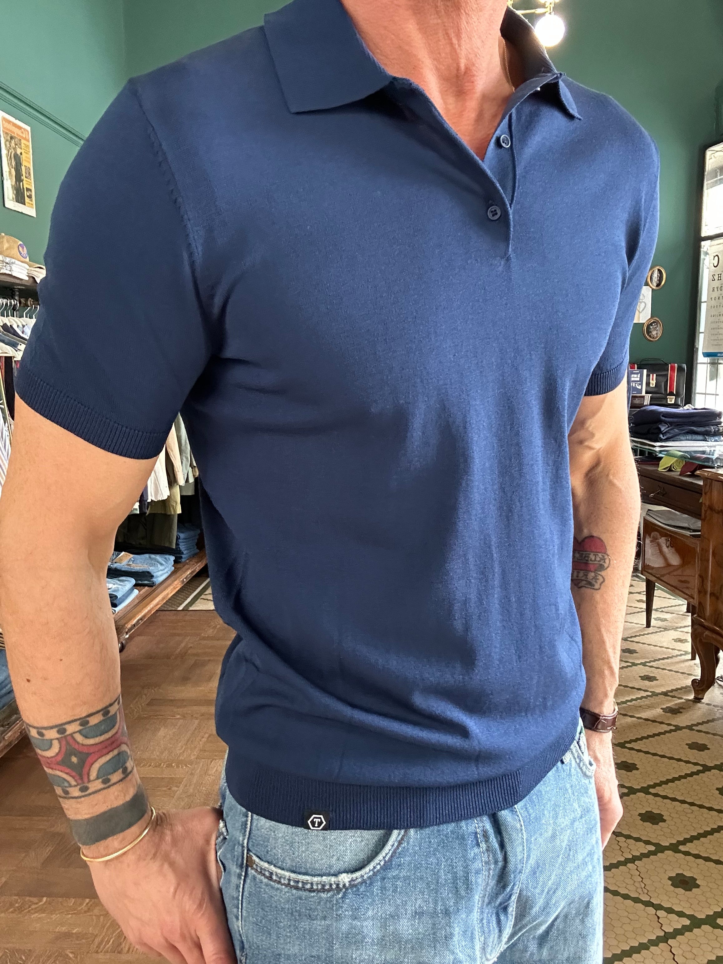 Jersey polo shirt with buttons