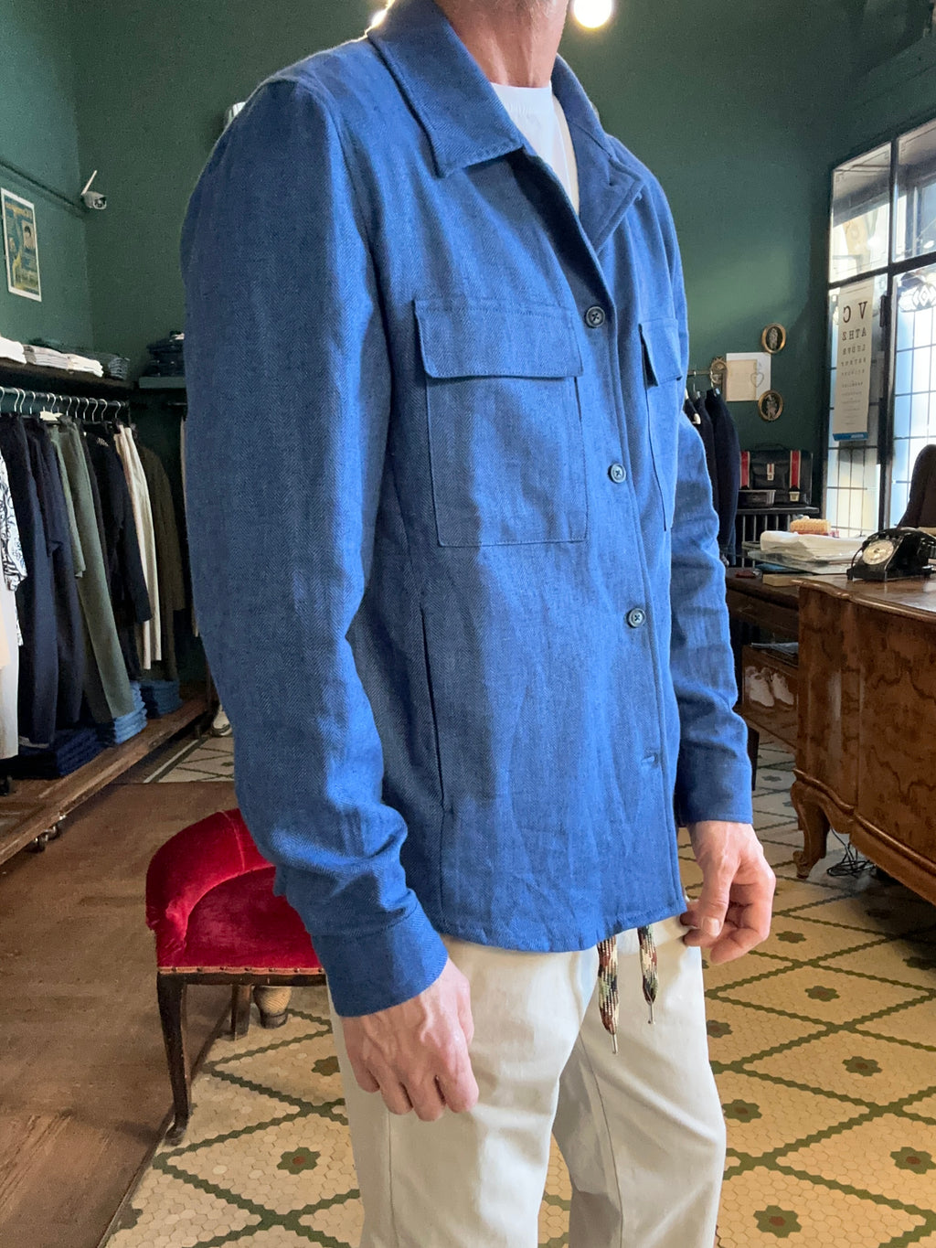 Camicia giubbino oversize in misto lino