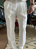 Pegaso trousers with linen-effect pleats
