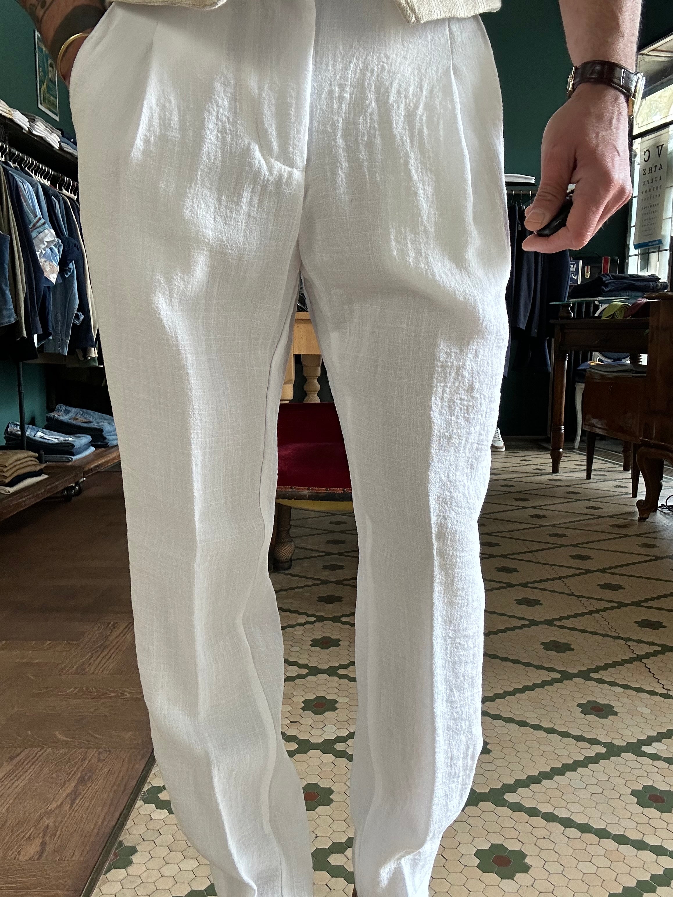Pegaso trousers with linen-effect pleats