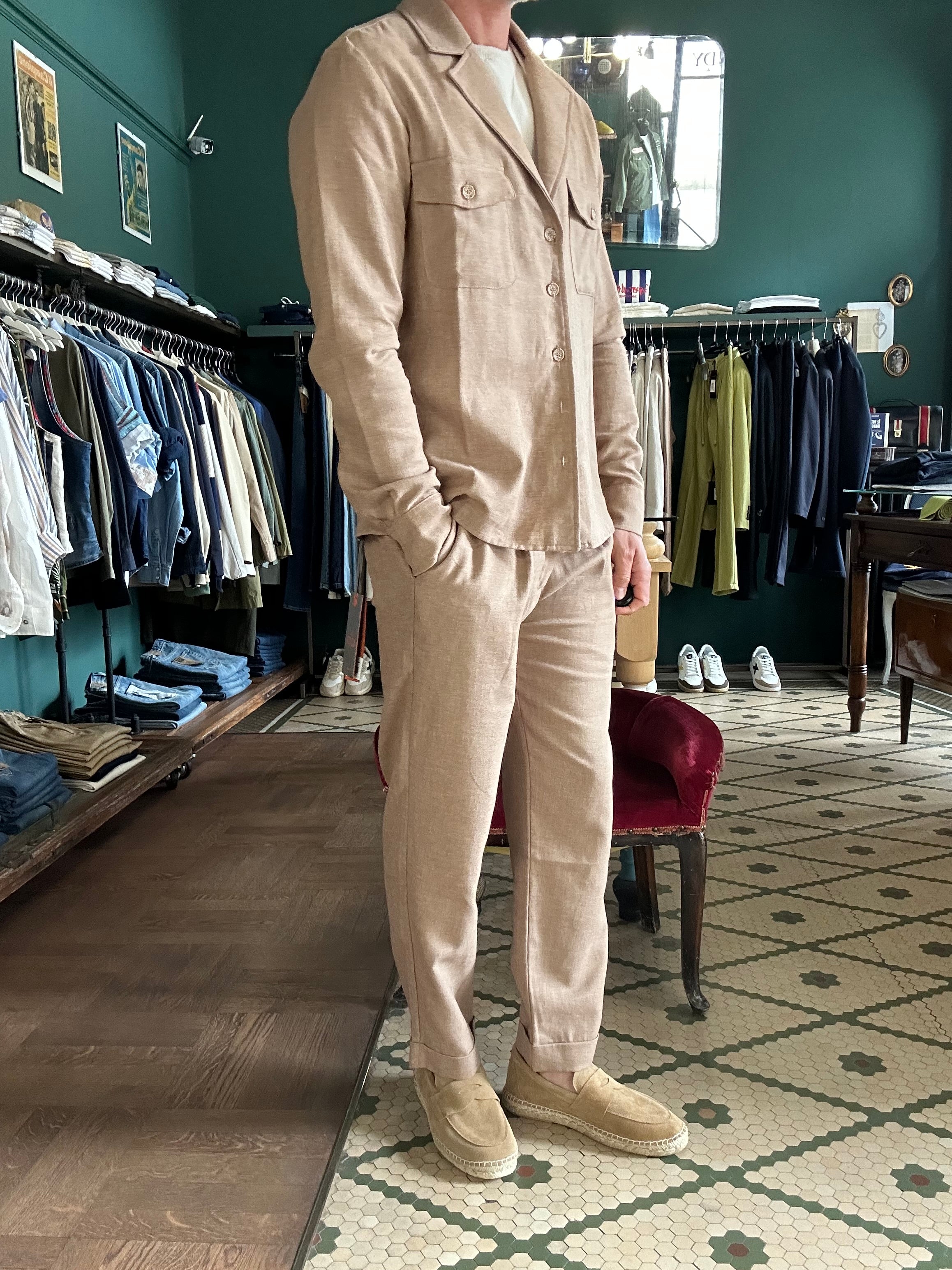 Koon mixed linen trousers with double pleats