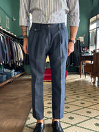 Pantalone Carrot doppia pence mistolana made in Italy