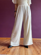 Crochet trousers with elasticated waist