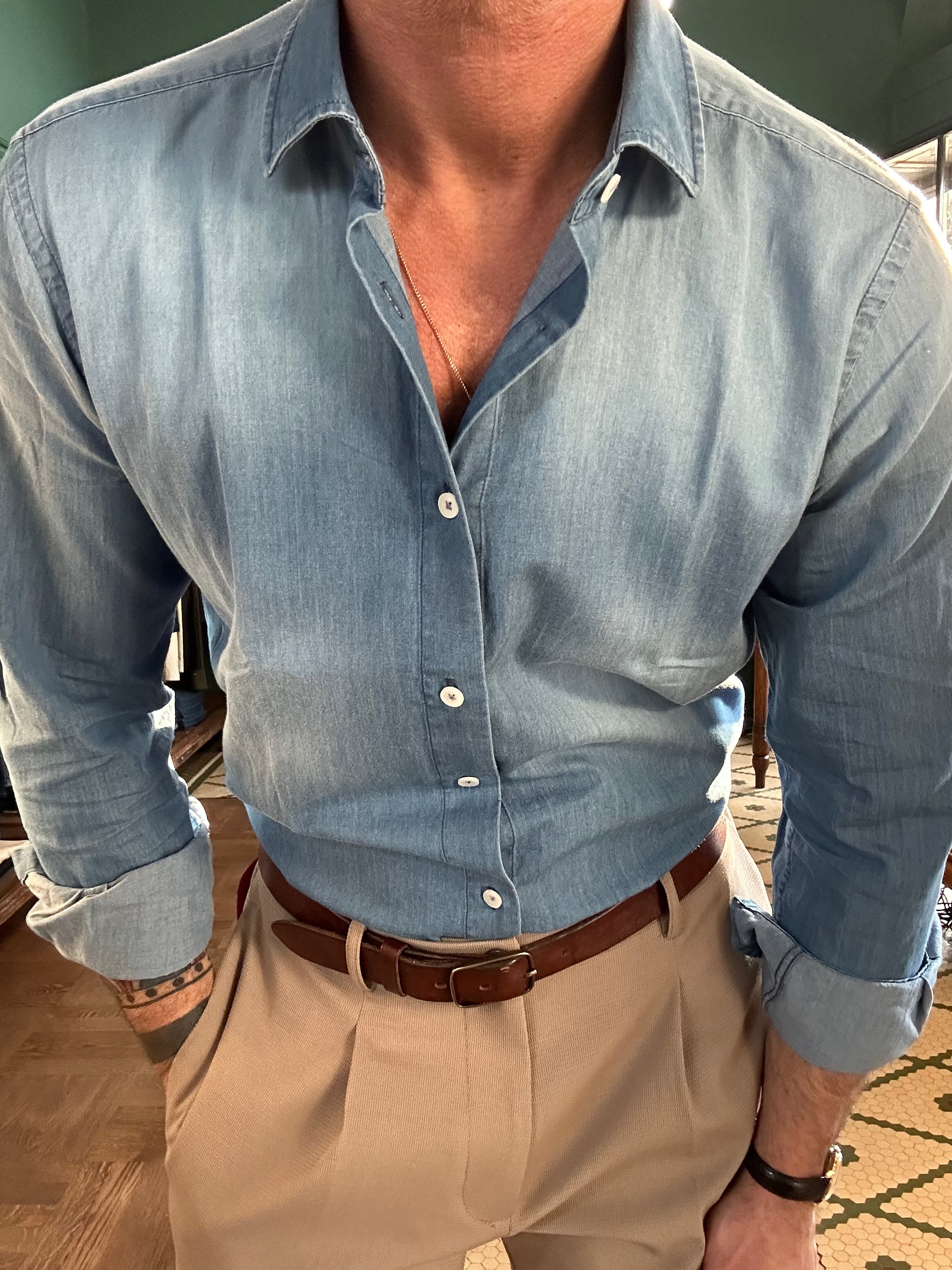 Camicia Adam chambray chiaro