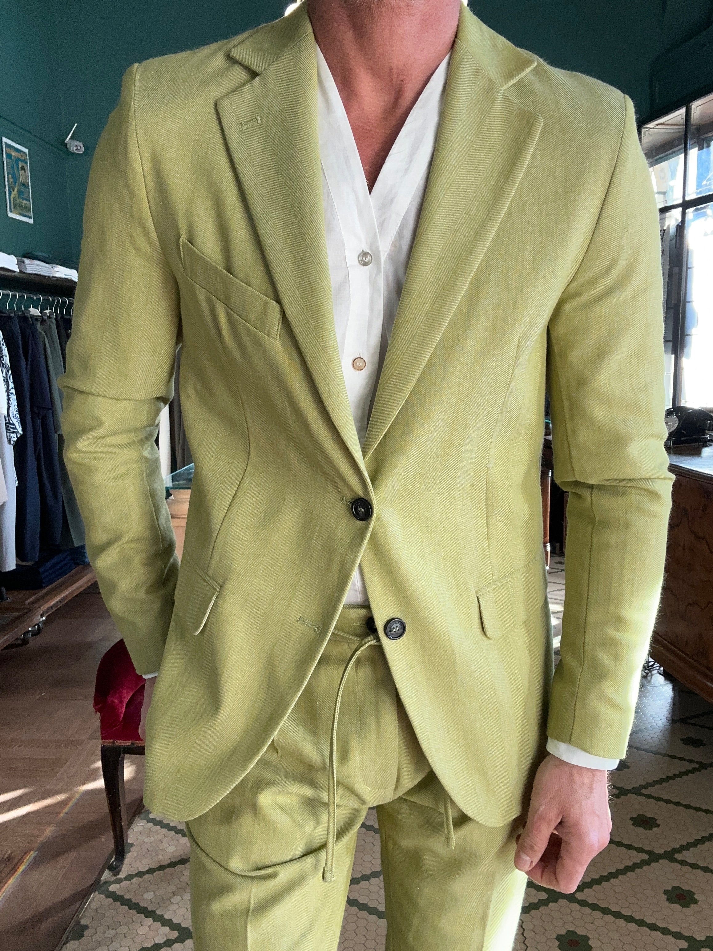 Giacca monopetto tessuto spigato