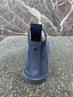 Panachic alte in suede blu scuro e giallo