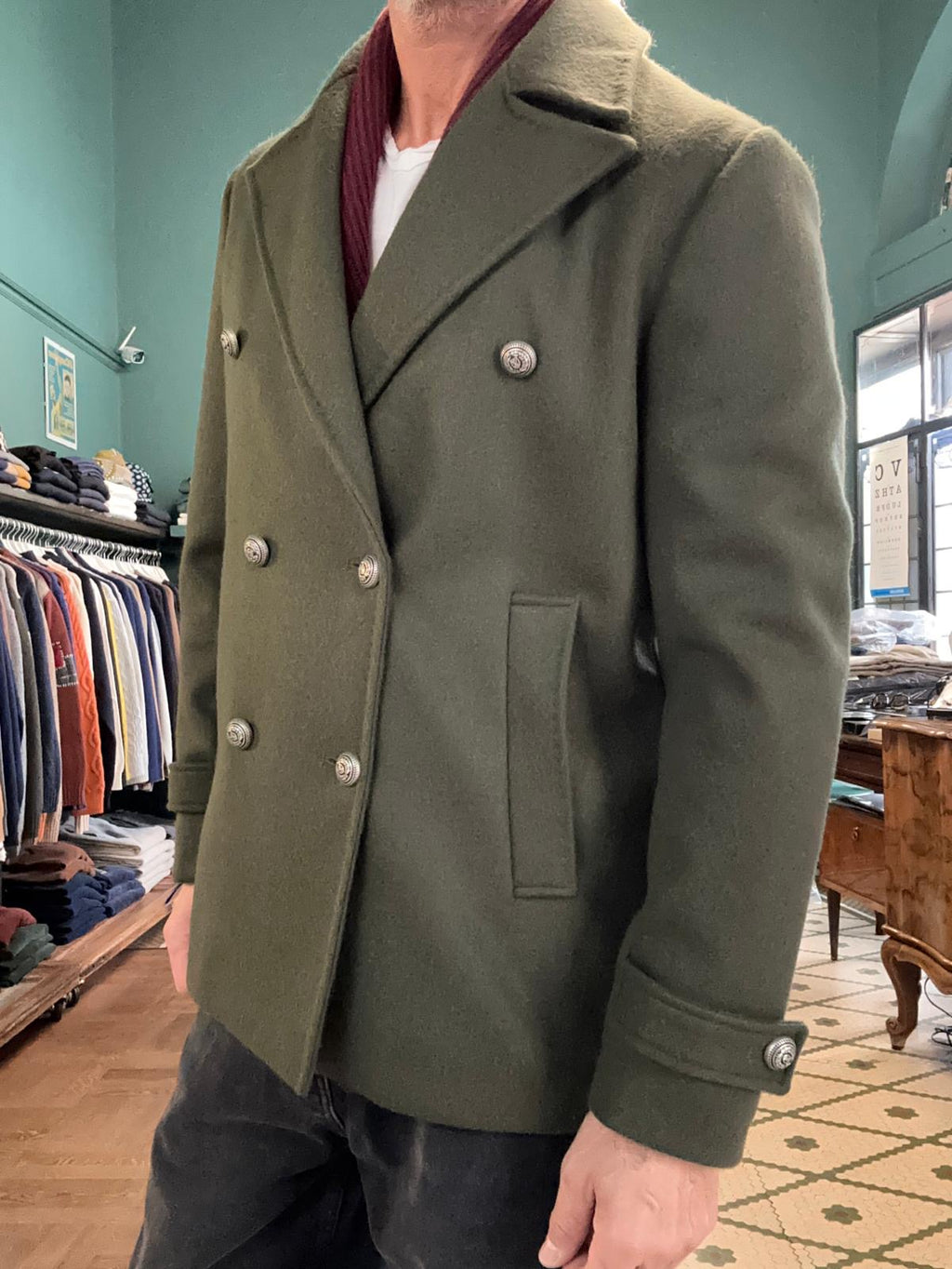 Peacoat doppiopetto in misto lana