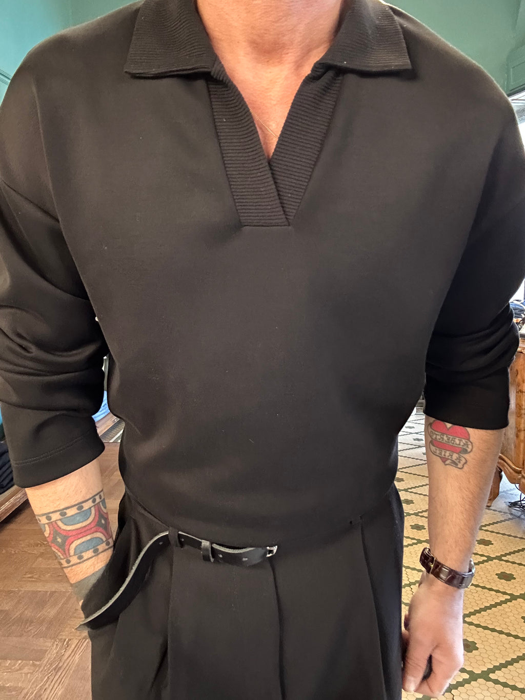 Oversize stretch polo shirt