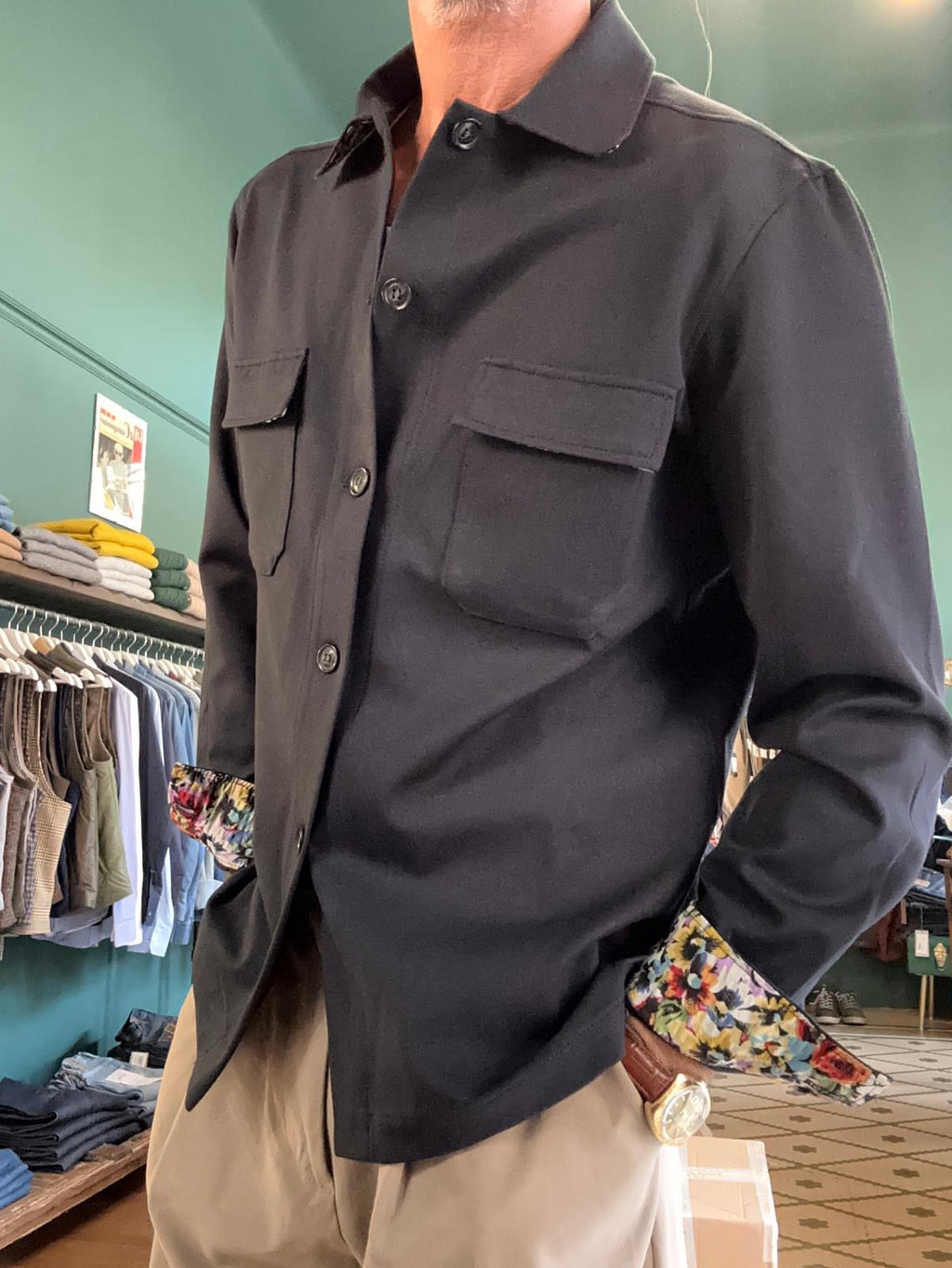 Camicia casacca blu in jearsey