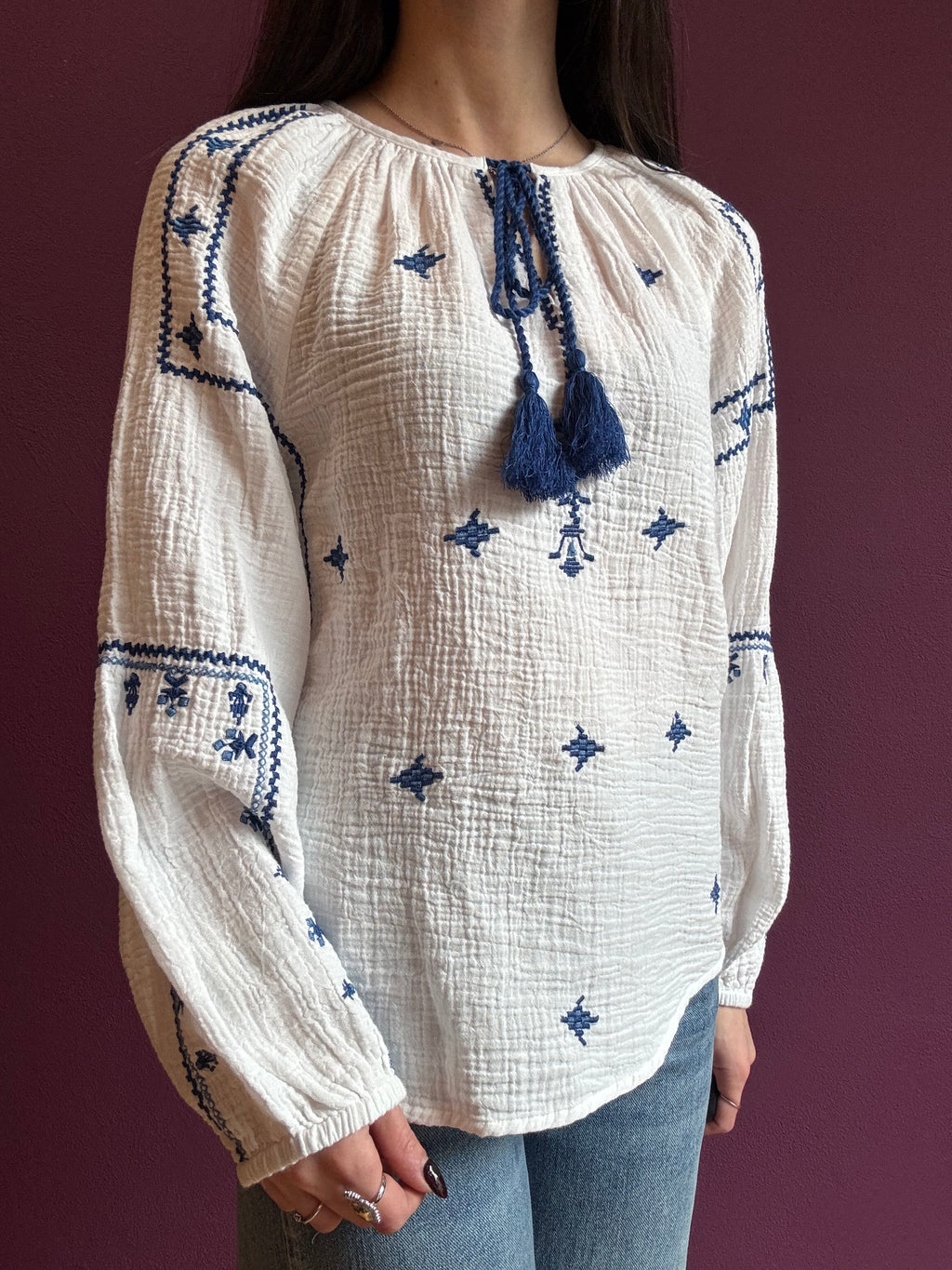 Blusa ricamata cotone