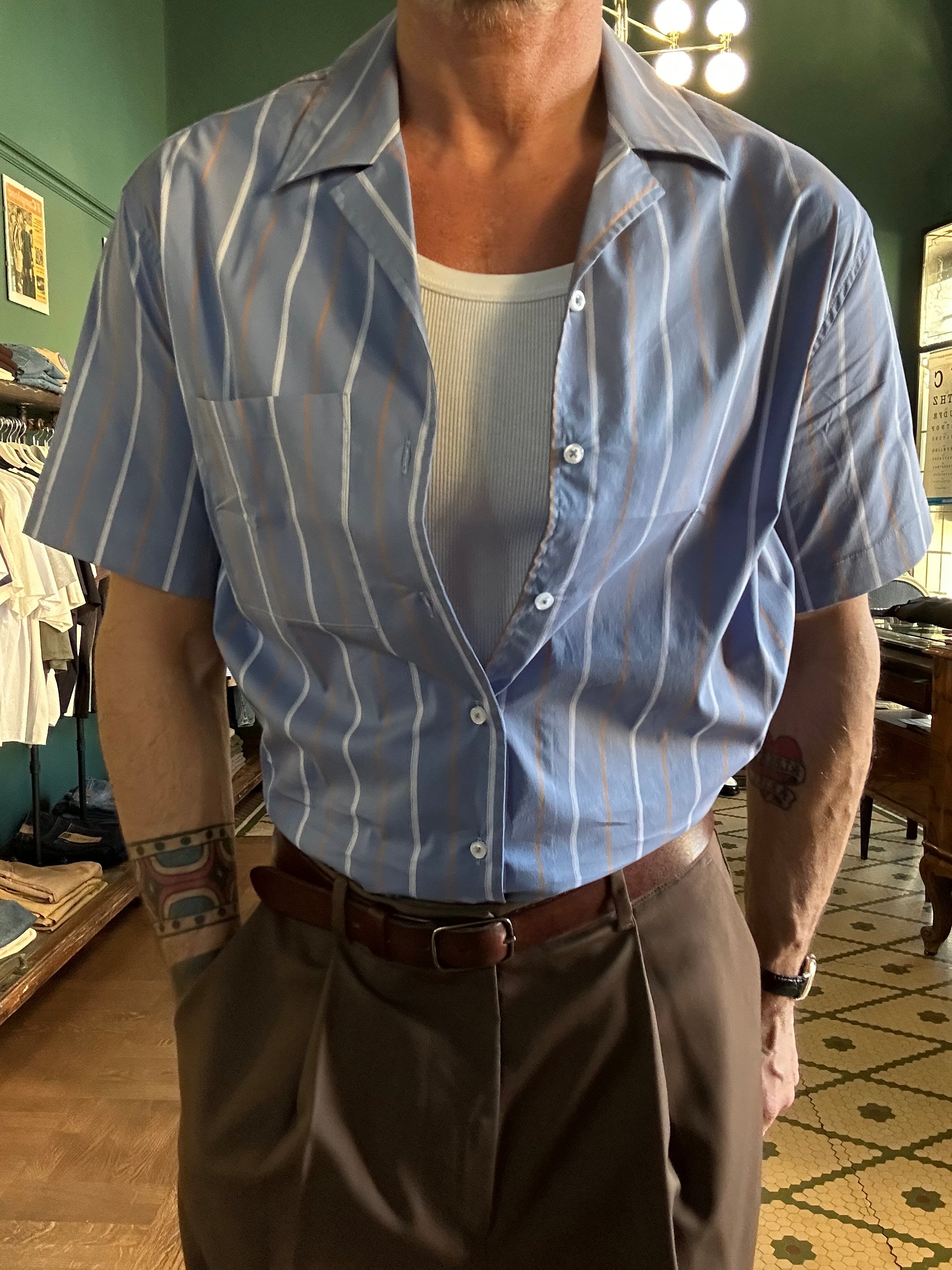 Camicia collo Hawaii over 100% cotone made in italy