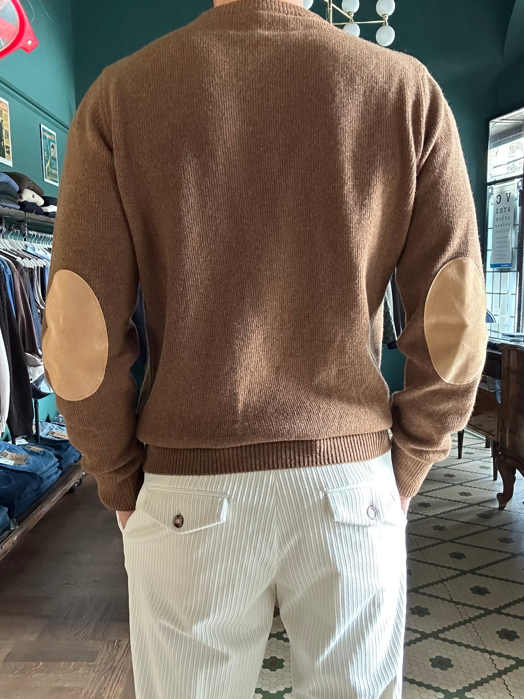 Maglione misto lana e cashmere con toppe