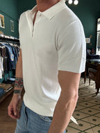 Jersey polo shirt with buttons