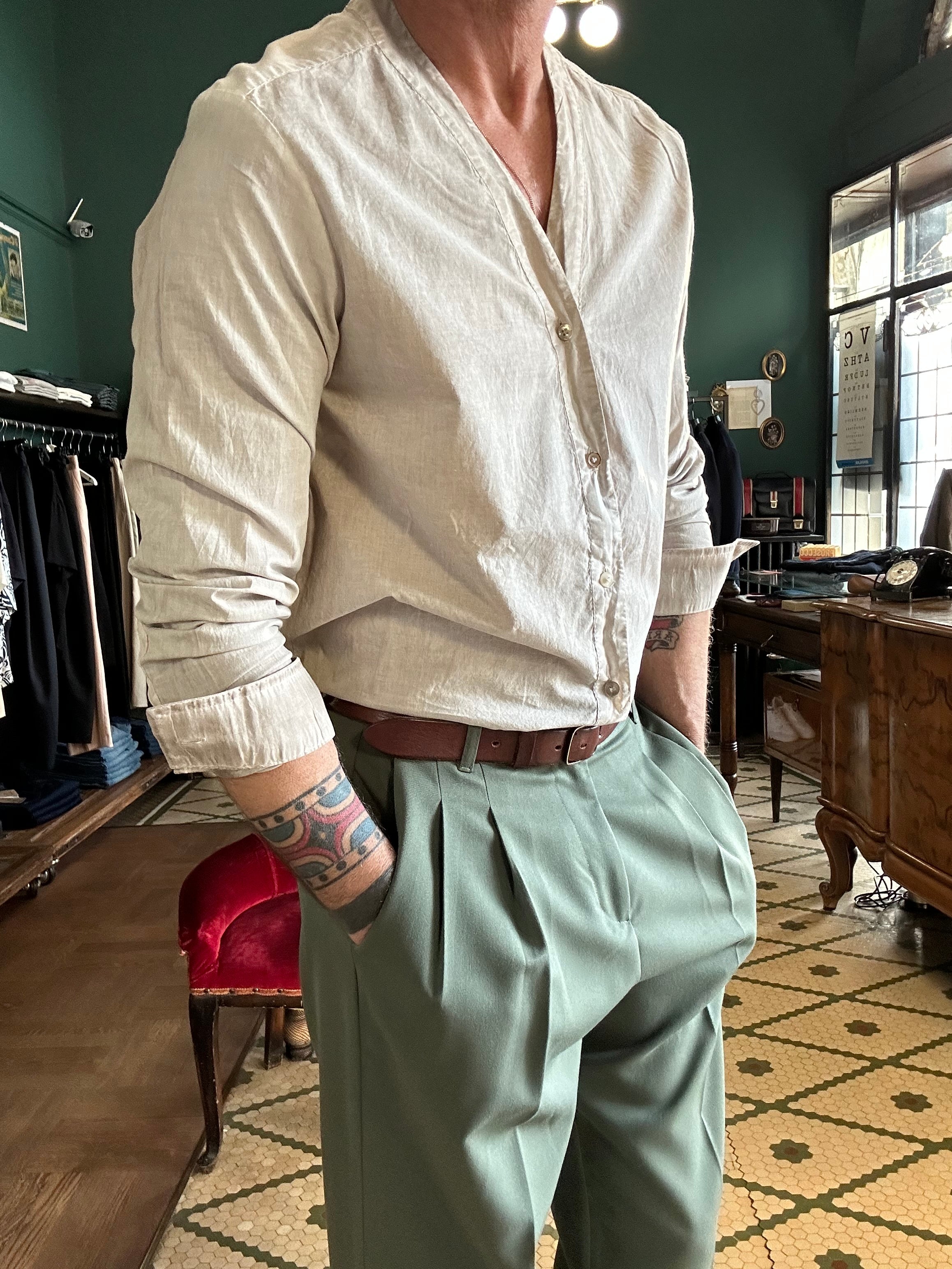 Camicia koon sciallata in mussola di cotone