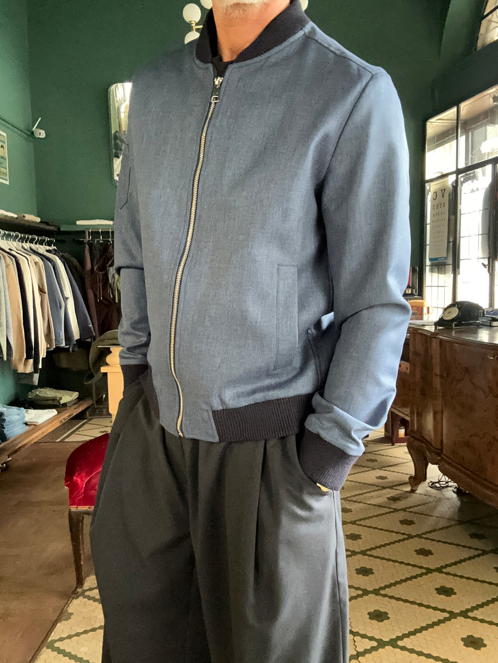 Bomber blu avio Made in Italy