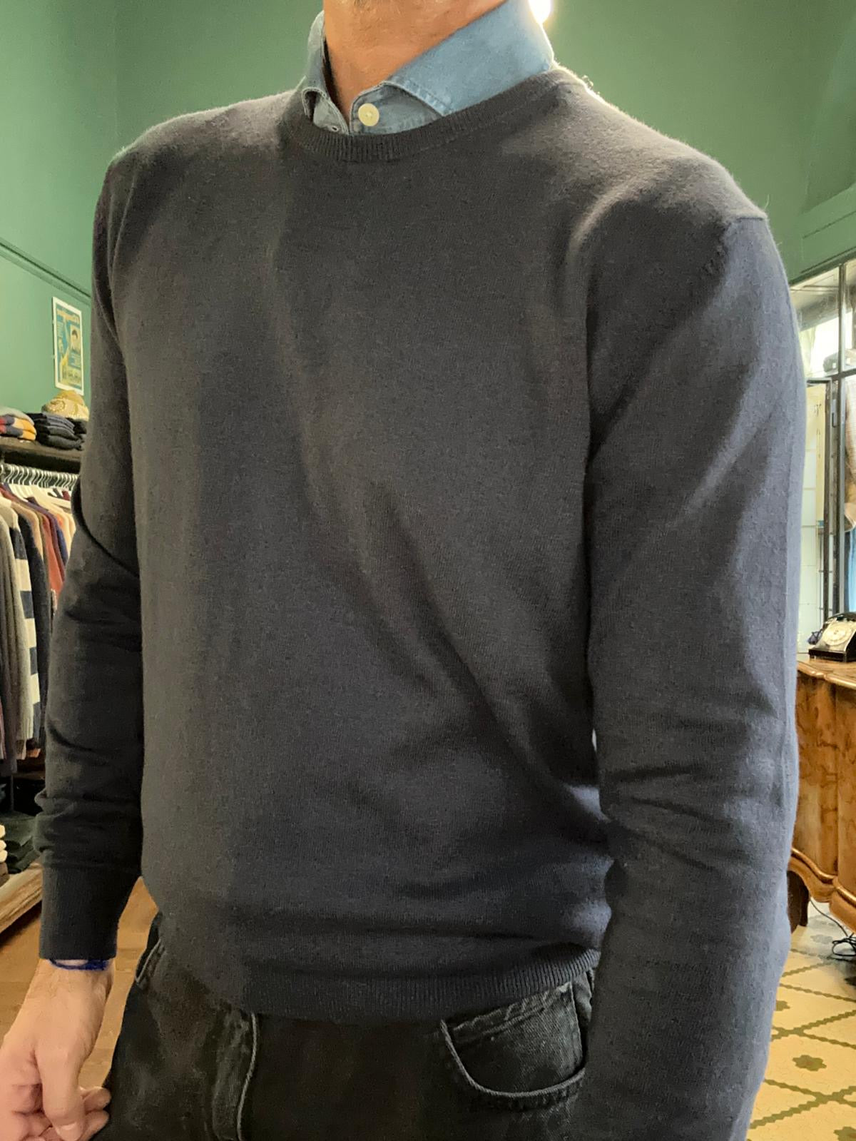 Maglioncino girocollo in cotone e cashmere