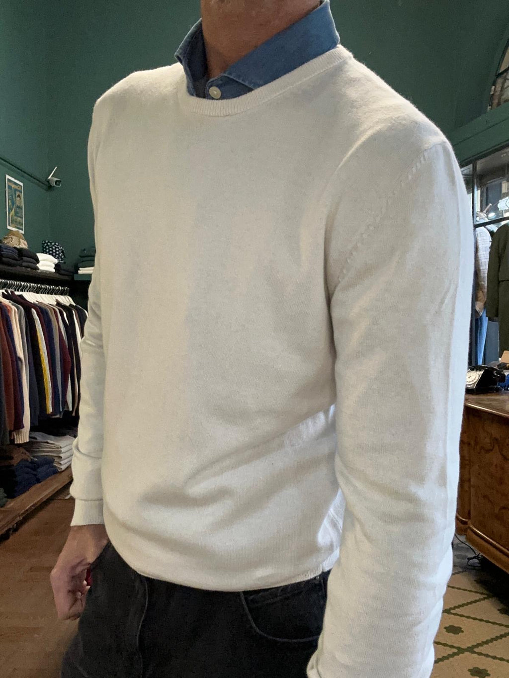 Maglioncino girocollo in cotone e cashmere