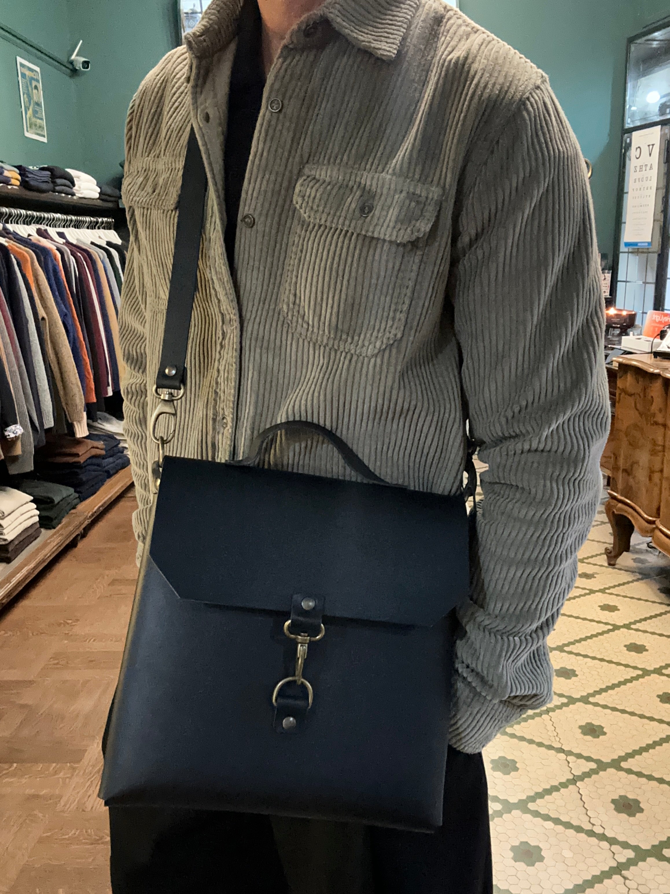 Borsa cartella in cuoio Fiorentino artigianale