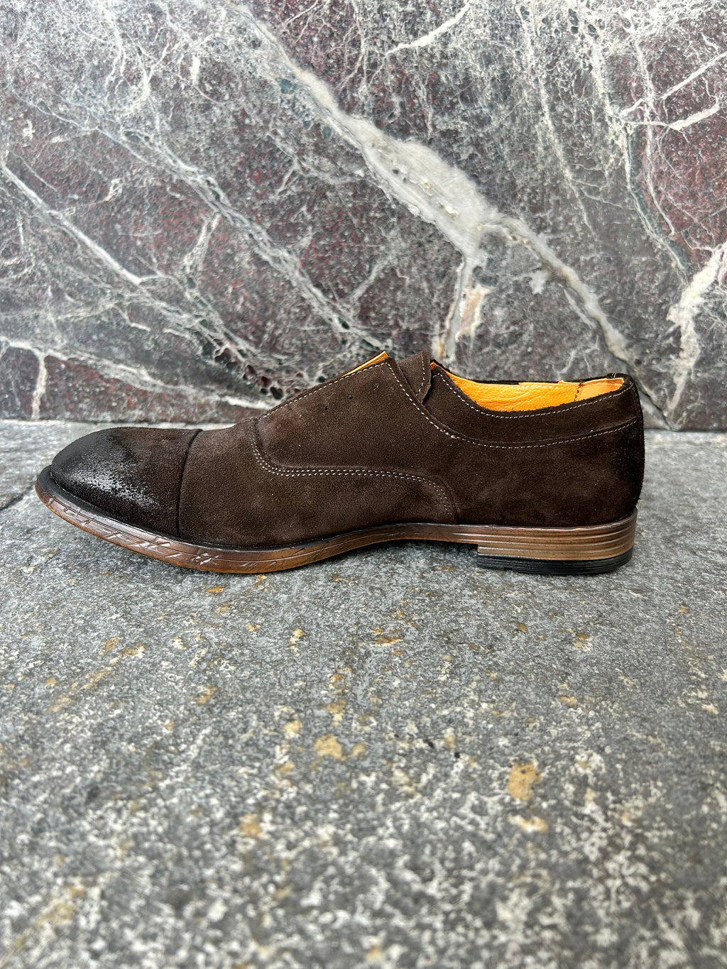 francesina senza stringhe testa di moro in suede