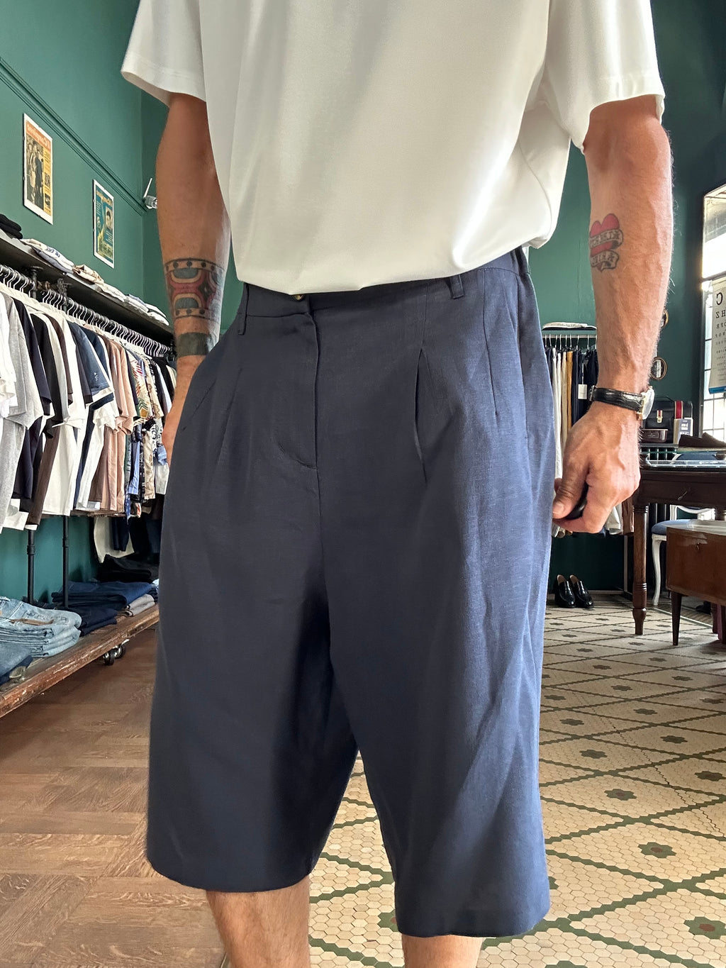 Bermuda over misto lino Made in Italy