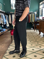 Pantalaccio regular fit cotone lino nero