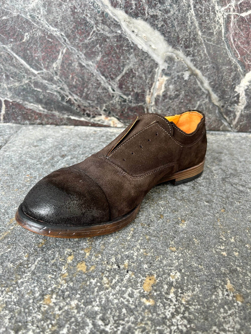 francesina senza stringhe testa di moro in suede