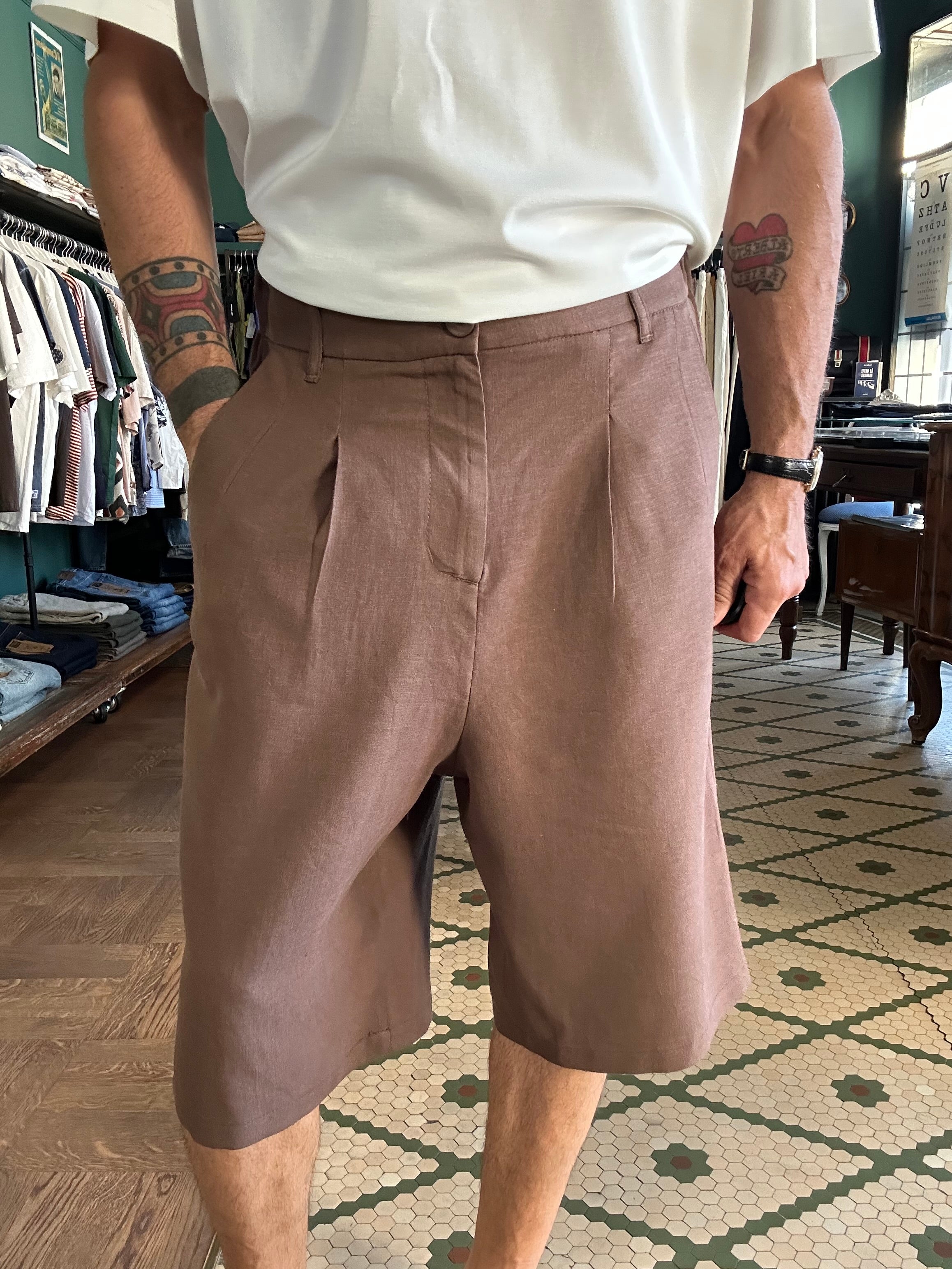 Bermuda over misto lino Made in Italy